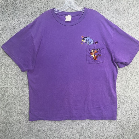 Disney Other - VTG Disney T Shirt Men 2XL XXL Purple Eeyore Tigger Pooh Embroidered Pocket Tee